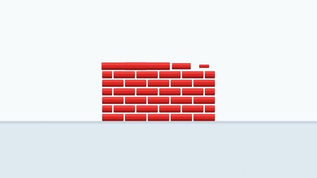 Animation showing the construction of a brick wall