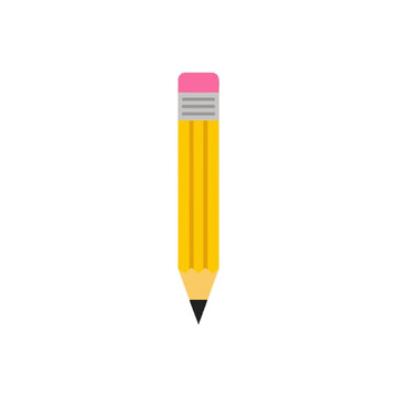Minimalist Sharpened Wood Pencil Vector Icon on White