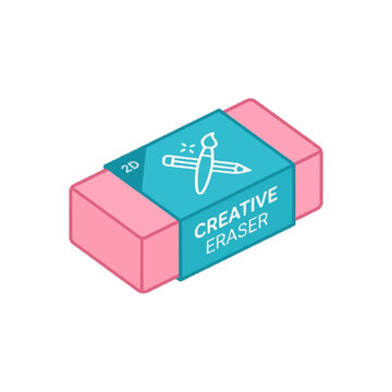 Minimalist Rubber Eraser Vector Illustration on White Background