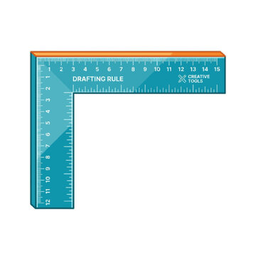 Minimalist Flat Vector Drafting Ruler Icon Isolated on White
