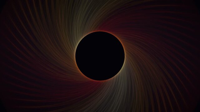 Abstract swirling orange fiber optic rings on black background. 4K Video