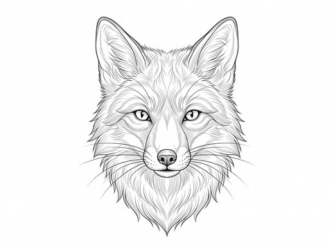 Fox head fine line tattoo design illustration