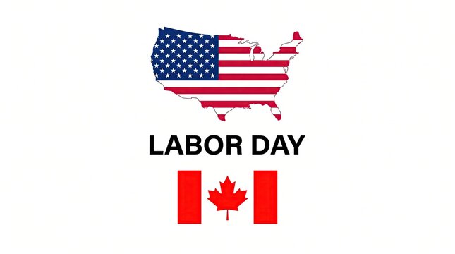 Labor day celebration with united states and canada flags isolated on a white background