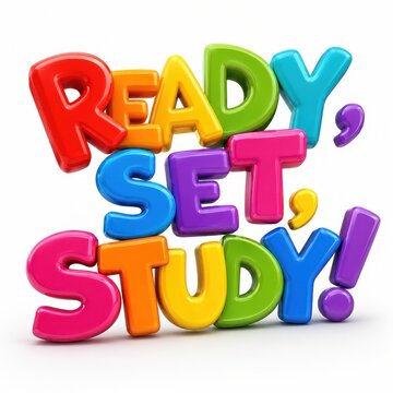 Ready, Set, Study! colorful text graphic