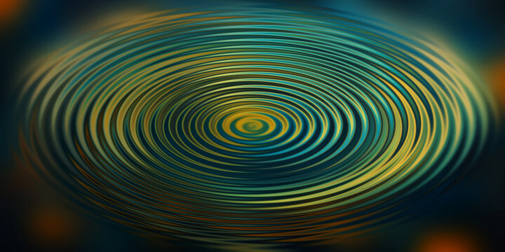 Green and yellow concentric circles create a vibrant abstract hypnotic pattern.