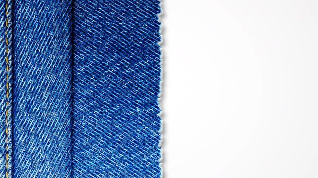 Abstract background Blue denim fabric showing detailed woven texture, Seams and contrasting stitching for textile and fashion backgrounds