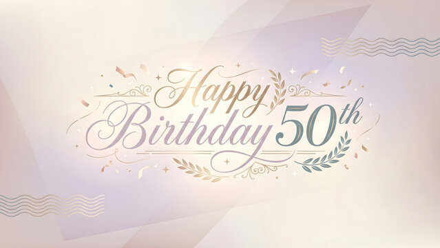 Delicate 50th Birthday Greeting with Soft Pastel Ornament