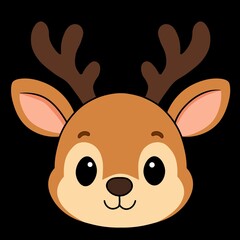 Cute Happy Christmas Reindeer Cartoon Illustration Isolated on White Background © Rara