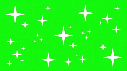 Fototapeta premium White Sparkling Stars and Twinkles on Green Screen Background for Video Editing and Compositing