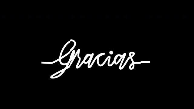 Colorful gracias text animation. 4k animated typography for Social media posts, end screen videos on a dark background.