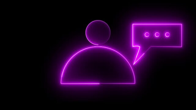 neon glowing profile notification icon animation on black background.Customer service icon animation. customer service animation motion graphic. massage icon animation.