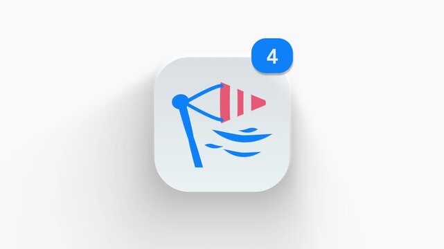 3D animated airport windsock indicator icon for air wind direction measurement and flight safety status. 
