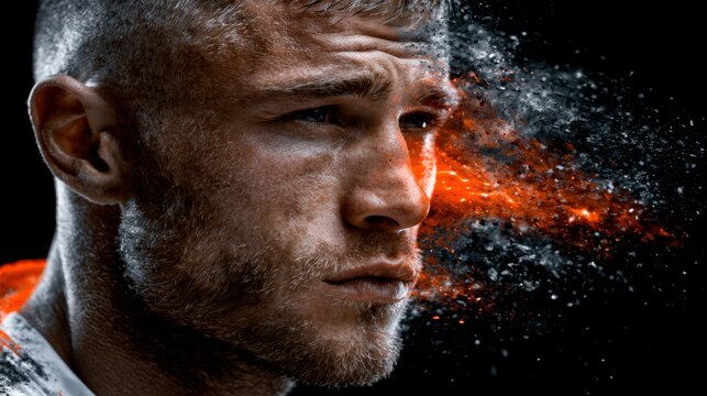Intense Football Player With Explosive Energy