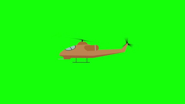 Military Attack Helicopter on Green Screen cartoon animation