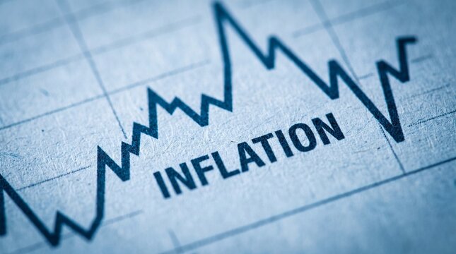 Rising inflation economic trend line chart showing market volatility and financial crisis data analysis