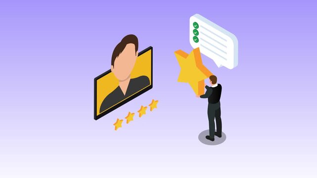 Customer Review Five Star Rating and Feedback 3d animation cartoon