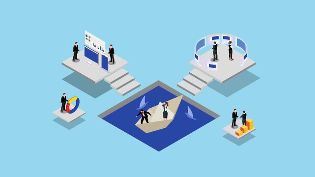 Business Crisis and Risk Management Concept 3d animation cartoon