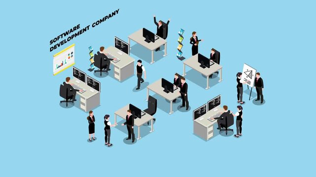 Software Development Company Office Workspace 3d animation cartoon