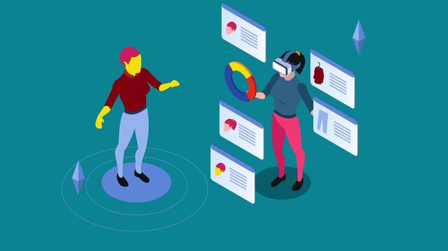 Virtual Reality Shopping and Metaverse Concept with VR Headset, Mannequin Avatar, and Interactive Interface 3d animation cartoon