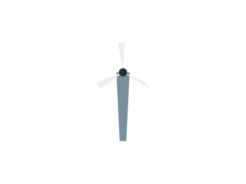 Minimalist flat illustration of a modern wind turbine generator icon