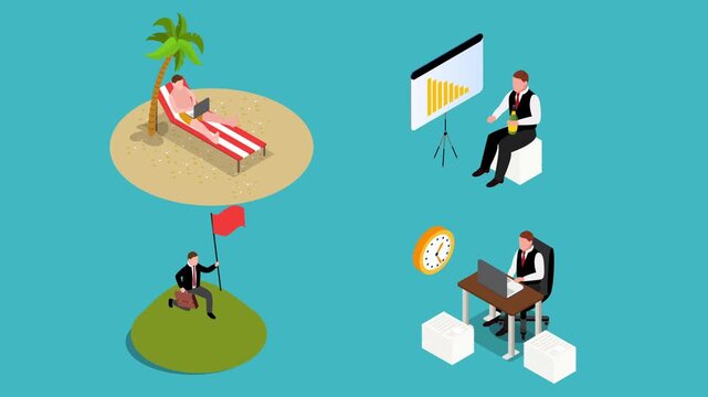 Business Lifestyles, Remote Work, and Work-Life Balance 3d animation cartoon