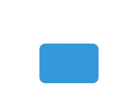A single blue rectangular shape with rounded corners on a white background