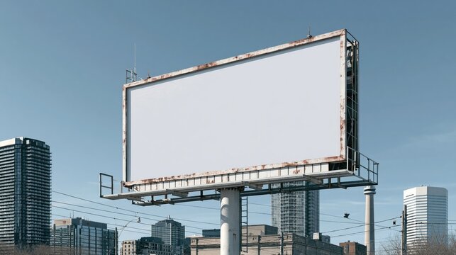 Modern Metal Billboard in Downtown Toronto Under Bright Sky