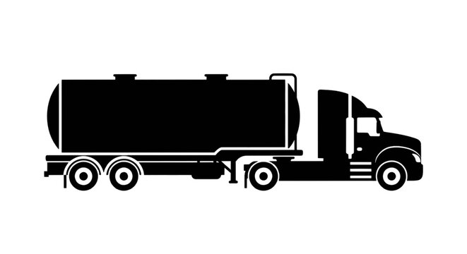 Vector illustration of tanker truck silhouette icon on a transparent background