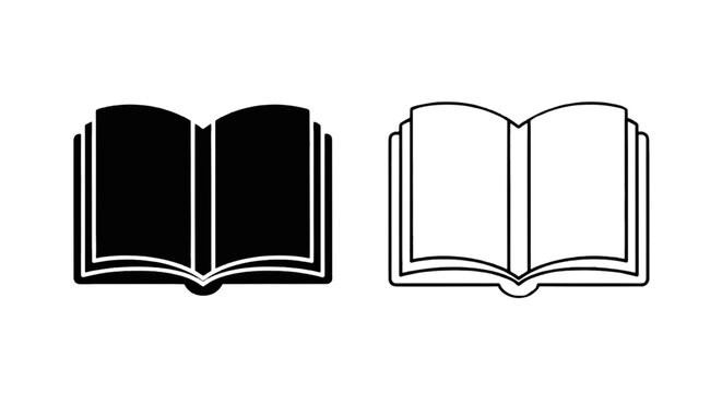 Vector illustration of open book icon set on a transparent background