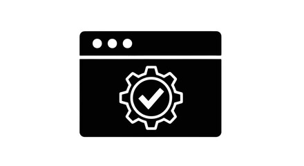 Fototapeta premium Vector illustration of web browser window icon with gear and check mark symbol on a transparent background
