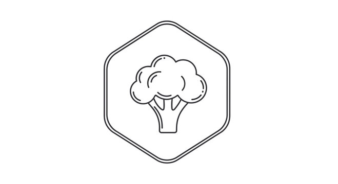 broccoli icon in hexagon shape