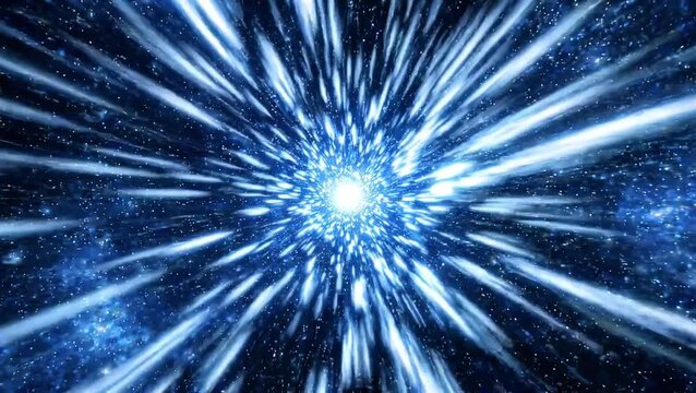 blue light of hyperjump space tech. Seamless looping footage