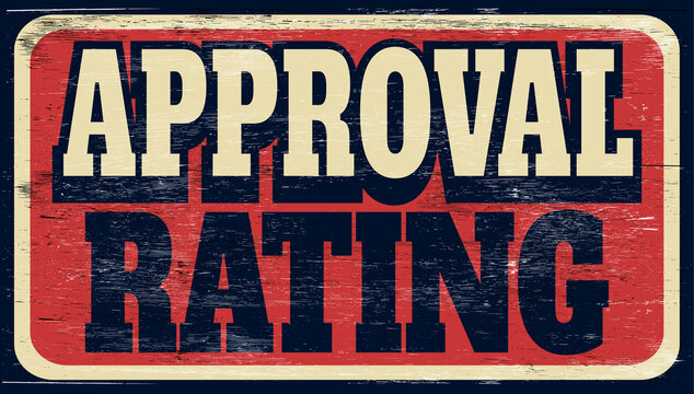 Aged retro approval rating sign on wood