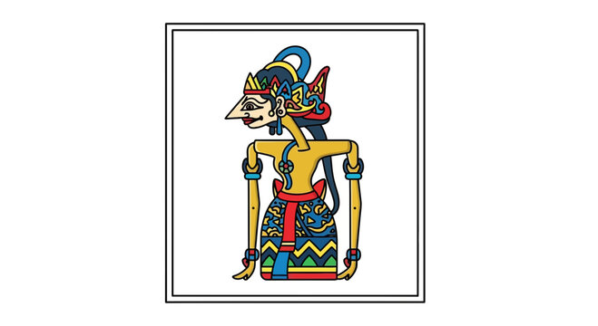 Balinese wayang kulit character, traditional shadow puppet