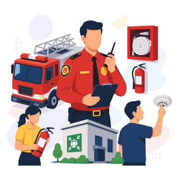 Building and Code Staff Appreciation Day professional fire safety inspectors conducting routine facility maintenance checks.