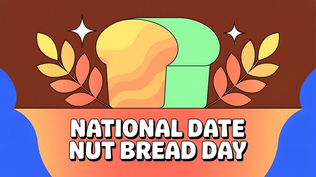 National date nut bread day illustration vector graphic background featuring loaves and wheat illustration national