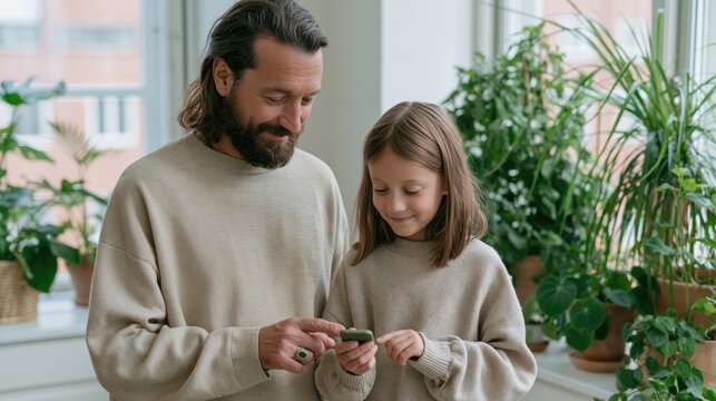 Father and Daughter Bonding Over Smart Health Technology