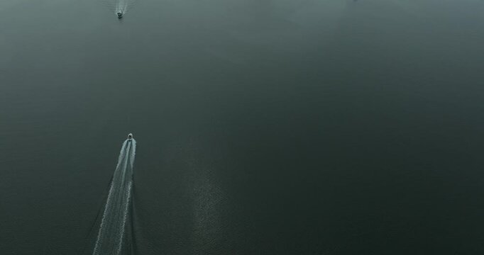 Aerial view of H&oslash;llen Norway coastal archipelago islands showing calm sea