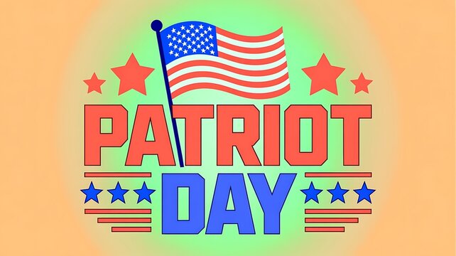 Patriot day american flag banner design featuring red white blue stars typography symbol american democracy
