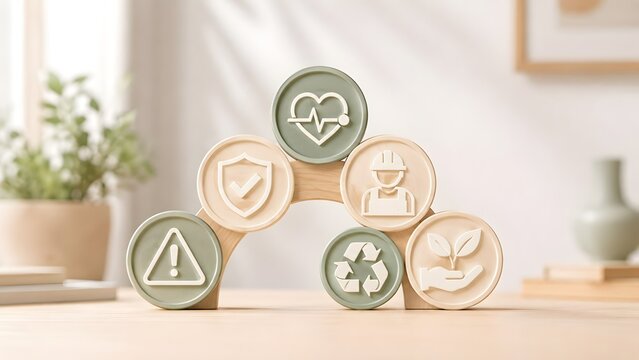 EHS Occupational Safety Health And Environmental Protection Wooden Arch Tokens