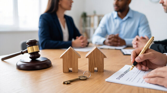 Signing real estate property division agreement 