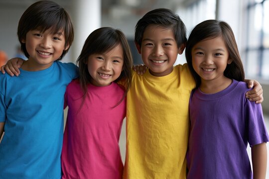 Joyful Moments: Four Children Embracing Friendship and Fun