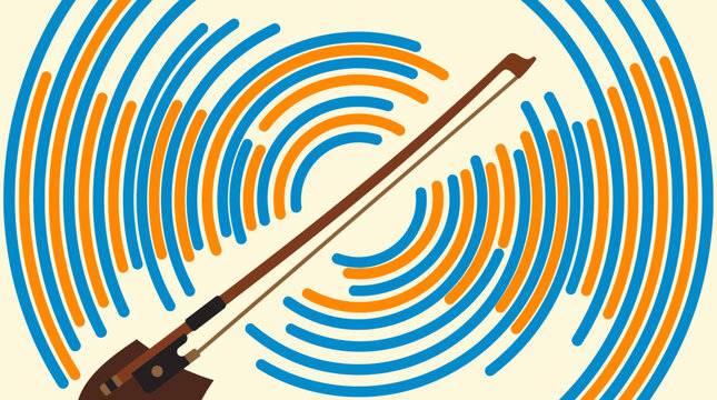 Violin Bow Stroke Creating Resonant Sound Wave