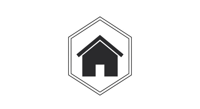 black house icon in hexagon