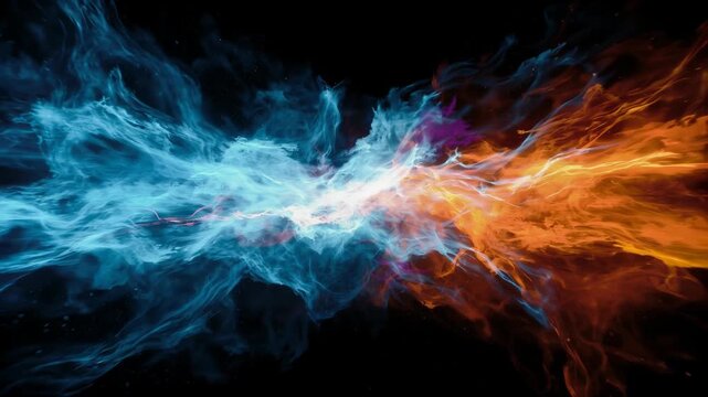 Cosmic Energy Streams Collide in Vibrant Nebula Formation Against Starry Void Cinematic Abstract Background