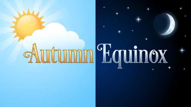 Autumn Equinox text with day and night split.