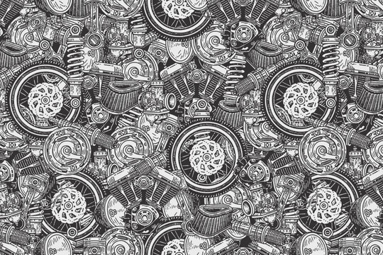 parts illustration seamless graphic pattern vintage background