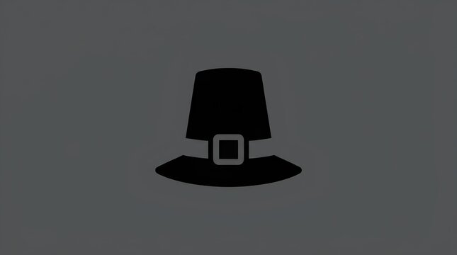 Black pilgrim hat silhouette on grey background.