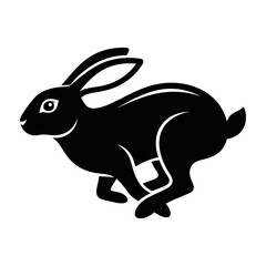 Fototapeta premium Black rabbit running left side profile simple icon