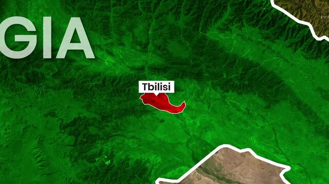 Animated Georgia map showing Tbilisi with zoom motion footage
